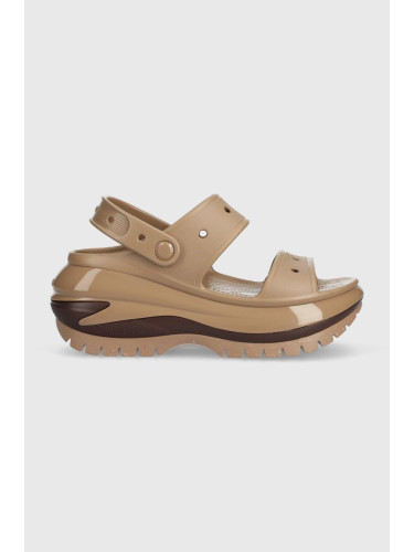 Чехли Crocs Classic Mega Crush Sandal в кафяво с платформа 207989 207988