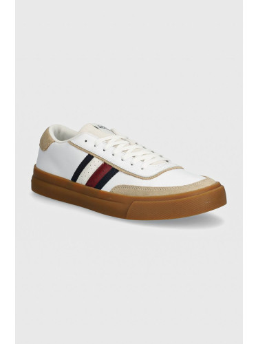 Кожени маратонки Tommy Hilfiger TH CUPSET 1A2 LTH MIX в бяло FM0FM05118