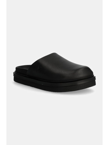 Кожени чехли Calvin Klein Jeans HOME CLOG SLIDE MG LTH в черно YW0YW01686