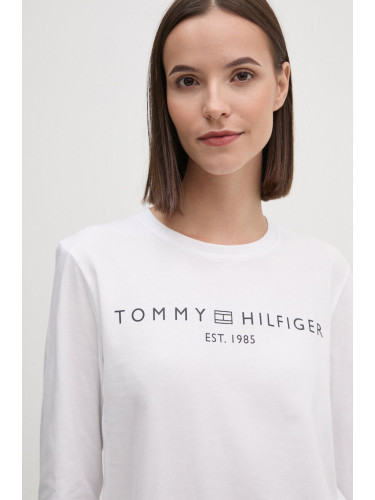 Памучна блуза с дълги ръкави Tommy Hilfiger в бяло WW0WW43620