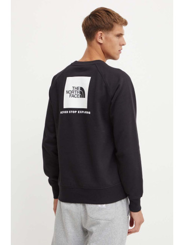 Суичър The North Face Raglan Redbox Crew в черно с принт NF0A89FAJK31