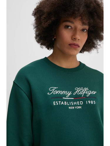 Суичър Tommy Hilfiger в зелено с апликация WW0WW43574