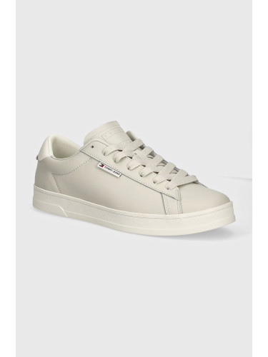 Кожени маратонки Tommy Jeans TJM LEATHER LOW CUPSOLE в черно EM0EM01374