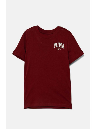 Детска памучна тениска Puma SQUAD Smallphic Tee в бордо с принт 682773