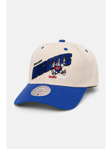 Шапка с козирка Mitchell&Ness Denver Nuggets в бежово с апликация HHSS7506-DNUYYPPPOFWH