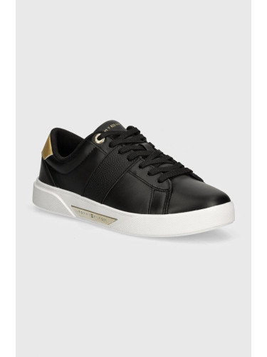 Кожени маратонки Tommy Hilfiger CHIC PANEL COURT SNEAKER в черно FW0FW07998