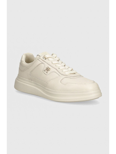 Кожени маратонки Tommy Hilfiger LUX POINTY COURT SNEAKER в бежово FW0FW07991