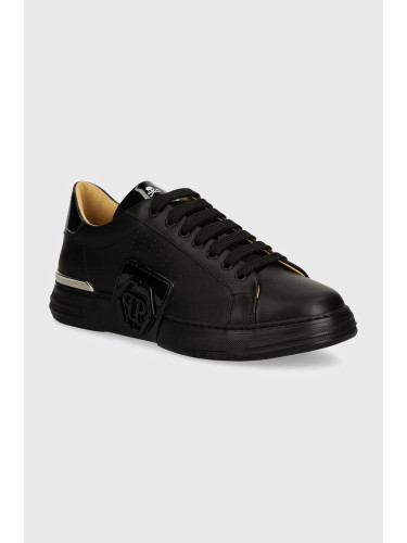 Кожени маратонки Philipp Plein Hexagon Phantom Kicks в черно USC0565 PLE025N 0202