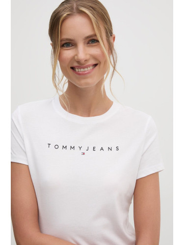 Памучна тениска Tommy Jeans в бяло DW0DW18398