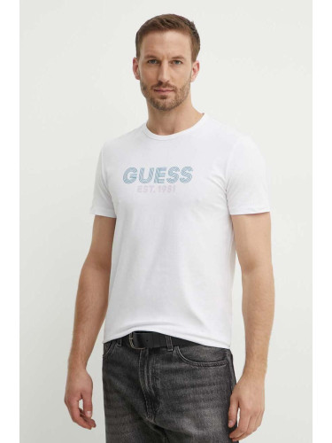 Тениска Guess в бяло с принт M4YI30 J1314