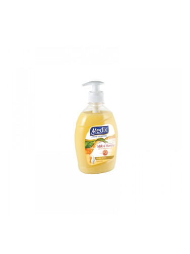 Medix Течен сапун Cream Collection Milk & Honey, с помпа, 400 ml, оранжев