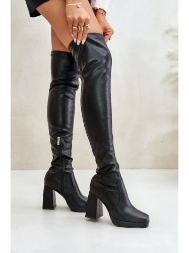 High upper boots with heels black Liatheia