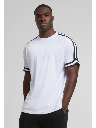 Men's T-shirt Oversized Stripes Mesh white