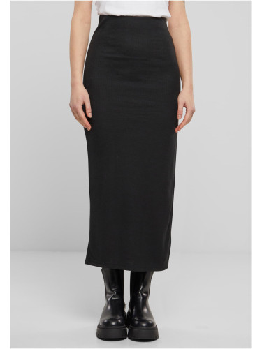 Women's ribbed skirt with high slit black