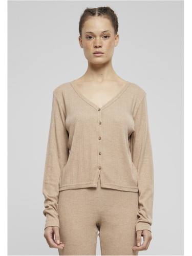 Women's ribbed cardigan beige