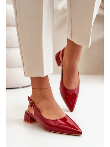 Patent leather ballerinas with low heels with pointed noses burgundy Anarinne