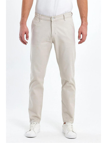 36952 Dewberry Gabardine Cotton Slim Fit Chino Mens Trousers-BEIGE