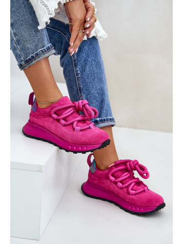 Suede Women's Thick Lacing Sneakers Artiker Fuchsia