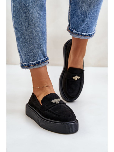 Women's platform loafers black erithine