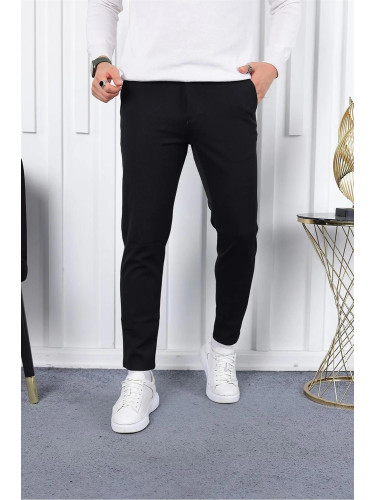 36197 Dewberry Ids Slim Fit Lycra Fabric Mens Trousers-BLACK