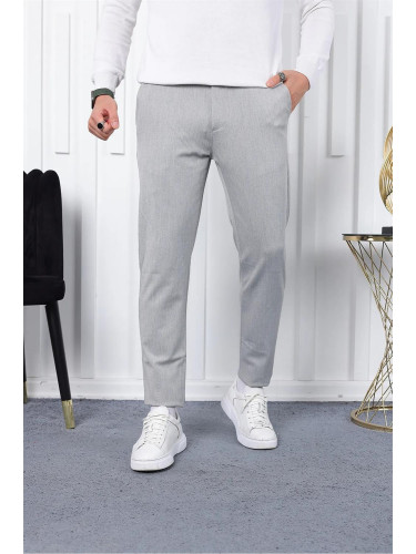 36197 Dewberry Ids Slim Fit Lycra Fabric Mens Trousers-LIGHT GREY