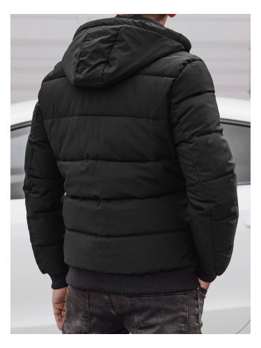 Men's winter quilted jacket with hood black Dstreet