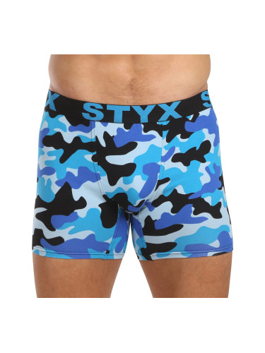 Men's boxers Styx long art sports rubber camouflage blue