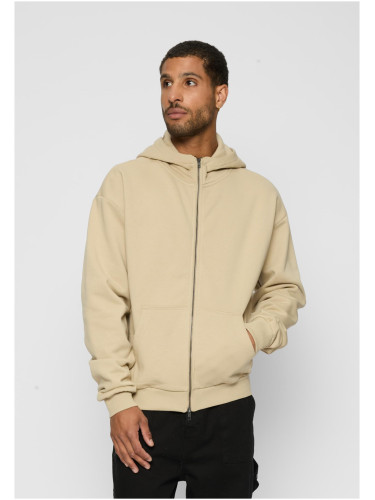 Men's sweatshirt with high zip collar cream