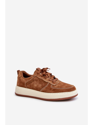 Men's platform sneakers suede Big Star brown