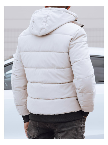 Men's winter quilted jacket with hood white Dstreet