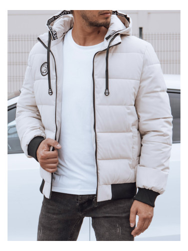 Мъжко зимно яке с качулка, бяло