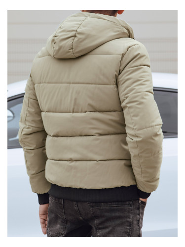 Men's winter quilted jacket with hood beige Dstreet