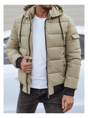 Мъжко зимно яке с качулка, бежово
