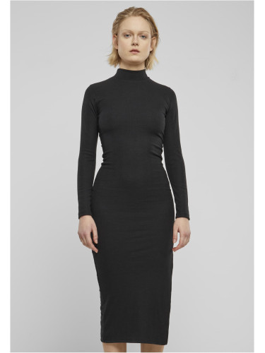 Women's ribbed turtleneck dress black