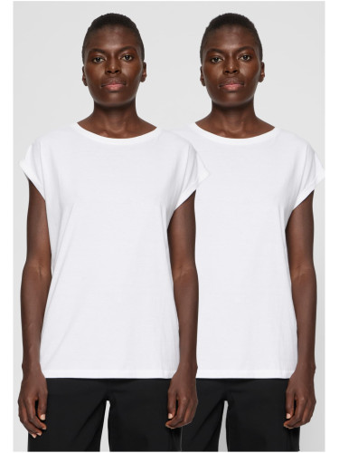 Women's T-shirt with extended shoulder 2-Pack white+white