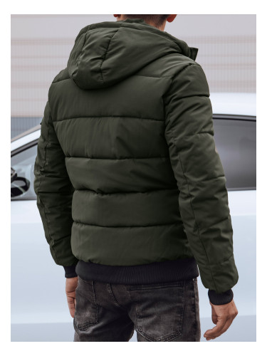 Men's winter quilted jacket with hood green Dstreet