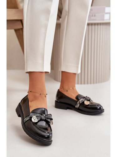 Patent leather women's moccasins with bow S.Barski