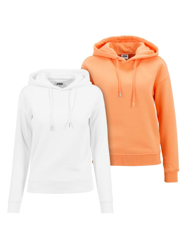 Women's hoodie 2 pcs white+papaya