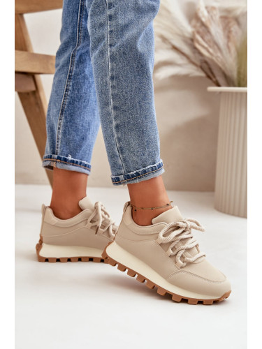 Sports platform sneakers made of eco-leather beige Riadella