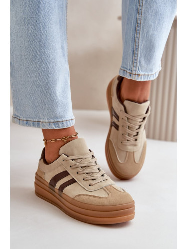 Women's platform sneakers brown Nesonice