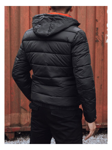 Men's winter quilted jacket with hood black Dstreet