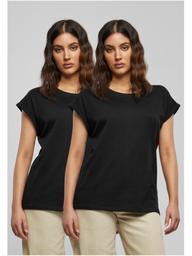 Women's T-shirt with extended shoulder 2 pcs black+black