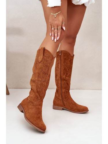 Women's perforated boots Camel S.Barski