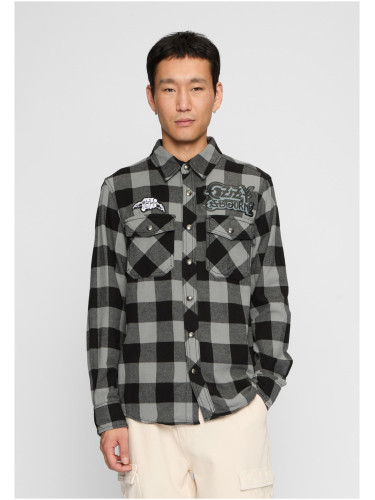 Men's checkered shirt Ozzy with long sleeves black/gray