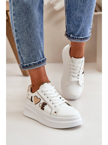 Women's platform sneakers with decorative inscription White Orlian