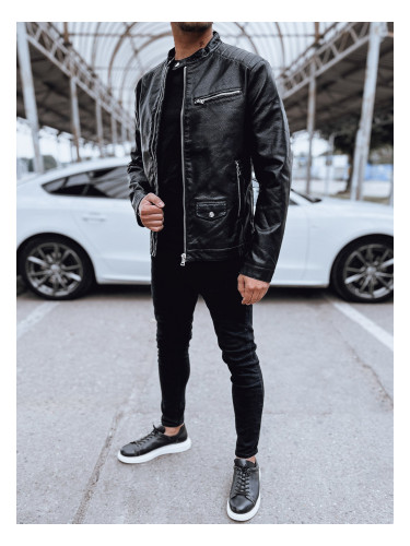 Men's leather jacket black Dstreet