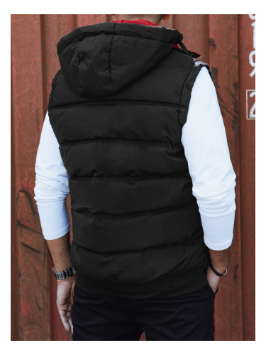 Men's quilted vest with hood black-red Dstreet