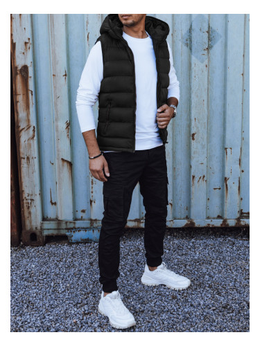 Men's quilted vest with hood black Dstreet