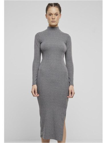 Women's ribbed turtleneck dress gray