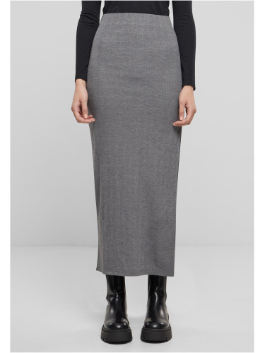 Women's ribbed skirt with high slit gray